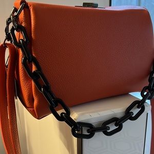Gorgeous Viola Castellani Orange Pebbled Leather Satchel